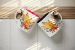 Watercolor cute fall autumn leaves sparkle shining diamonds 20oz tumbler skinny mug wrap clipart t-shirt sublimation printable design