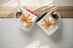 Watercolor cute fall autumn leaves sparkle shining diamonds 20oz tumbler skinny mug wrap clipart t-shirt sublimation printable design