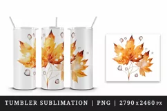 Watercolor cute fall autumn leaves sparkle shining diamonds 20oz tumbler skinny mug wrap clipart t-shirt sublimation printable design