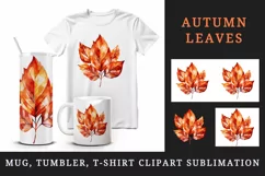Watercolor cute fall autumn leaves sparkle shining diamonds 20oz tumbler skinny mug wrap clipart t-shirt sublimation printable design