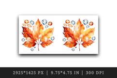 Watercolor cute fall autumn leaves sparkle shining diamonds 20oz tumbler skinny mug wrap clipart t-shirt sublimation printable design