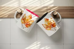 Watercolor cute fall autumn leaves sparkle shining diamonds 20oz tumbler skinny mug wrap clipart t-shirt sublimation printable design