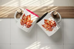 Watercolor cute fall autumn leaves sparkle shining diamonds 20oz tumbler skinny mug wrap clipart t-shirt sublimation printable design