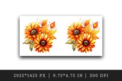 Watercolor cute fall autumn sunflowers leaves sparkle shining diamonds 20oz tumbler skinny mug wrap clipart t-shirt sublimation printable design