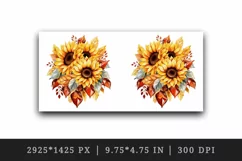 Watercolor cute fall autumn sunflowers leaves sparkle shining diamonds 20oz tumbler skinny mug wrap clipart t-shirt sublimation printable design