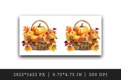 Watercolor cute fall basket pumpkins autumn leaves sparkle shining diamonds 20oz tumbler skinny mug wrap clipart t-shirt sublimation printable design