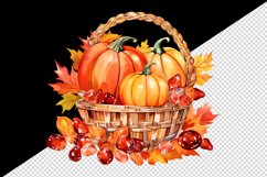 Watercolor cute fall basket pumpkins autumn leaves sparkle shining diamonds 20oz tumbler skinny mug wrap clipart t-shirt sublimation printable design
