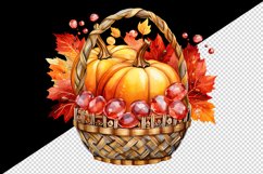 Watercolor cute fall basket pumpkins autumn leaves sparkle shining diamonds 20oz tumbler skinny mug wrap clipart t-shirt sublimation printable design