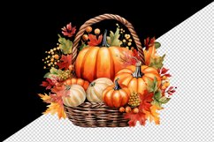 Watercolor cute fall basket pumpkins autumn leaves sparkle shining diamonds 20oz tumbler skinny mug wrap clipart t-shirt sublimation printable design