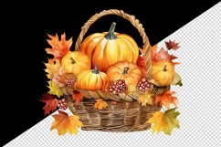 Watercolor cute fall basket pumpkins autumn leaves sparkle shining diamonds 20oz tumbler skinny mug wrap clipart t-shirt sublimation printable design