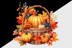 Watercolor cute fall basket pumpkins autumn leaves sparkle shining diamonds 20oz tumbler skinny mug wrap clipart t-shirt sublimation printable design