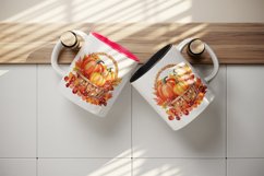Watercolor cute fall basket pumpkins autumn leaves sparkle shining diamonds 20oz tumbler skinny mug wrap clipart t-shirt sublimation printable design