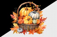 Watercolor cute fall basket pumpkins autumn leaves sparkle shining diamonds 20oz tumbler skinny mug wrap clipart t-shirt sublimation printable design