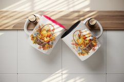 Watercolor cute fall basket pumpkins autumn leaves sparkle shining diamonds 20oz tumbler skinny mug wrap clipart t-shirt sublimation printable design