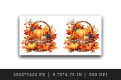 Watercolor cute fall basket pumpkins autumn leaves sparkle shining diamonds 20oz tumbler skinny mug wrap clipart t-shirt sublimation printable design