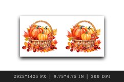 Watercolor cute fall basket pumpkins autumn leaves sparkle shining diamonds 20oz tumbler skinny mug wrap clipart t-shirt sublimation printable design