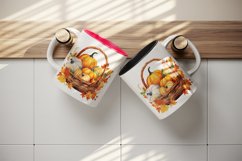 Watercolor cute fall basket with pumpkins autumn leaves sparkle shining diamonds 20oz tumbler skinny mug wrap clipart t-shirt sublimation printable design