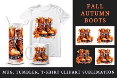Watercolor cute fall boots autumn leaves sparkle shining diamonds 20oz tumbler skinny mug wrap clipart t-shirt sublimation printable design
