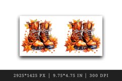 Watercolor cute fall boots autumn leaves sparkle shining diamonds 20oz tumbler skinny mug wrap clipart t-shirt sublimation printable design