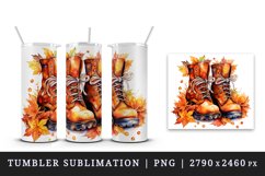 Watercolor cute fall boots autumn leaves sparkle shining diamonds 20oz tumbler skinny mug wrap clipart t-shirt sublimation printable design