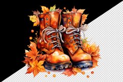 Watercolor cute fall boots autumn leaves sparkle shining diamonds 20oz tumbler skinny mug wrap clipart t-shirt sublimation printable design