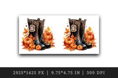 Watercolor cute fall boots pumpkin autumn leaves sparkle shining diamonds 20oz tumbler skinny mug wrap clipart t-shirt sublimation printable design