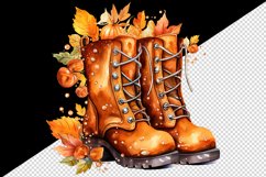 Watercolor cute fall boots pumpkins autumn leaves sparkle shining diamonds 20oz tumbler skinny mug wrap clipart t-shirt sublimation printable design