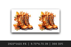 Watercolor cute fall boots pumpkins autumn leaves sparkle shining diamonds 20oz tumbler skinny mug wrap clipart t-shirt sublimation printable design