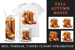Watercolor cute fall boots pumpkins autumn leaves sparkle shining diamonds 20oz tumbler skinny mug wrap clipart t-shirt sublimation printable design