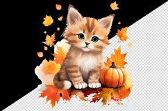 Watercolor cute fall cat kitty kitten pumpkin autumn leaves sparkle diamonds 20oz tumbler skinny mug wrap clipart t-shirt sublimation printable design