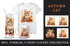 Watercolor cute fall cat kitty kitten pumpkin autumn leaves sparkle diamonds 20oz tumbler skinny mug wrap clipart t-shirt sublimation printable design