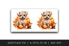 Watercolor cute fall dog puppy autumn leaves sparkle shining diamonds 20oz tumbler skinny mug wrap clipart t-shirt sublimation printable design