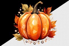 Watercolor cute fall pumpkin autumn leaves sparkle shining diamonds 20oz tumbler skinny mug wrap clipart t-shirt sublimation printable design
