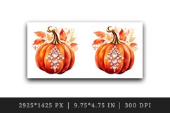 Watercolor cute fall pumpkin autumn leaves sparkle shining diamonds 20oz tumbler skinny mug wrap clipart t-shirt sublimation printable design