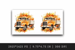 Watercolor cute fall truck car pumpkins autumn leaves sparkle print 20oz tumbler skinny mug wrap clipart t-shirt sublimation printable design