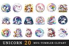 Watercolor cute fantasy Unicorn print 20 oz tumbler skinny mug wrap clipart t-shirt sublimation printable designs bundle png transparent