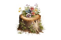forest clipart,woodland clipart,forest trees clipart,birch tree clipart,oak tree clipart,cedar tree clipart,wood stump clipart,wood log clipart,forest plant clipart,watercolor wood,flower wood stump,floral wood stump,sunflower wood stump,Wooden elements p