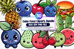 Watercolor Cute Food Clipart Bundle, Sublimation PNG Product Image 1