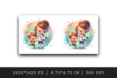 Watercolor cute football mom mother woman girl child  holding soccer ball print tumbler skinny mug wrap clipart t-shirt sublimation printable design