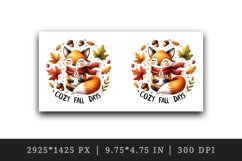 Watercolor cute fox autumn leaves acorns round Cozy Fall Days quote print 20 oz tumbler skinny mug wrap clipart t-shirt sublimation printable design