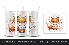 Watercolor cute fox sparkle hearts I Love You quote Valentine Day print 20 oz tumbler skinny mug wrap clipart t-shirt sublimation printable design