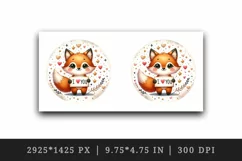 Watercolor cute fox sparkle hearts I Love You quote Valentine Day print 20 oz tumbler skinny mug wrap clipart t-shirt sublimation printable design