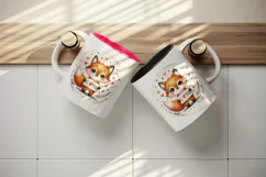 Watercolor cute fox sparkle hearts I Love You quote Valentine Day print 20 oz tumbler skinny mug wrap clipart t-shirt sublimation printable design
