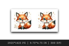 Watercolor cute fox winking sticking its tongue out sparkles print 20 oz tumbler skinny mug wrap clipart t-shirt sublimation printable design