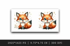 Watercolor cute fox winking sticking its tongue out sparkles print 20 oz tumbler skinny mug wrap clipart t-shirt sublimation printable design