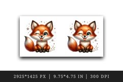 Watercolor cute fox winking sticking tongue out surrounded by sparkles print 20oz tumbler skinny mug wrap clipart t-shirt sublimation printable design