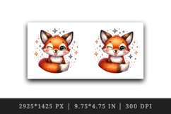 Watercolor cute fox winking sticking tongue out surrounded by sparkles print 20oz tumbler skinny mug wrap clipart t-shirt sublimation printable design
