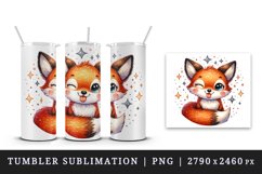 Watercolor cute fox winking sticking tongue out surrounded by sparkles print 20oz tumbler skinny mug wrap clipart t-shirt sublimation printable design