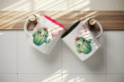 Watercolor cute friendly cactus is holding small heart balloon print 20 oz tumbler skinny mug wrap clipart t-shirt sublimation printable design