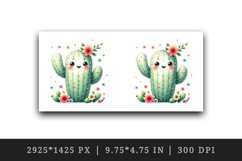 Watercolor cute friendly cactus rosy cheeks is waving flowers summer print 20 oz tumbler skinny mug wrap clipart t-shirt sublimation printable design